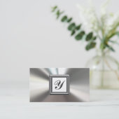 最初のモノグラムの銀の金属の名刺 名刺 (スタンド正面)