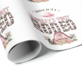 最初のロデオかわいいピンクパーソナライズされた色の誕生日 ラッピングペーパー (ロールコーナー)