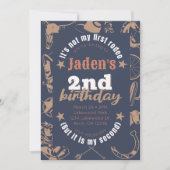 「最初のロデオじゃない」カウボーイの2回目の誕生日 招待状 (正面)