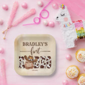 最初のロデオカウボーイかわいい馬の誕生日の食器 ペーパープレート (パーティー)