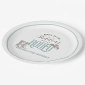 最初のロデオカウボーイウェスタンブルー1番目の誕生日 ペーパープレート (アングル)