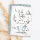 最初のロデオカウボーイウェスタンブルー1番目の誕生日 招待状