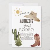 最初のロデオカウボーイウェスタン最初の誕生日 招待状 (正面)