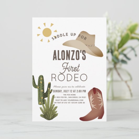 最初のロデオカウボーイウェスタン最初の誕生日 招待状 (スタンド正面)