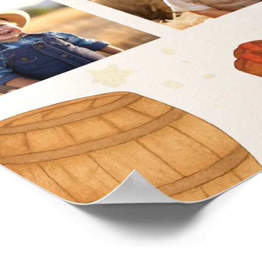 最初のロデオカウボーイ誕生日フォトマイルストーンサイン ポスター (角)