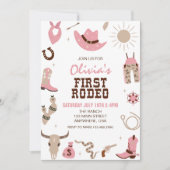 最初のロデオピンクウェスタンの誕生日 招待状 (正面)
