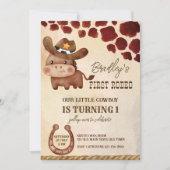 最初のロデオ小さなカウボーイかわいいベビー馬の誕生日 招待状 (正面)