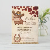 最初のロデオ小さなカウボーイかわいいベビー馬の誕生日 招待状 (スタンド正面)