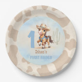 最初のロデオ西カウボーイホース1日の誕生日 ペーパープレート (正面)