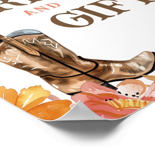 最初のロデオ西部の女の子のカードとギフトサイン ポスター (角)