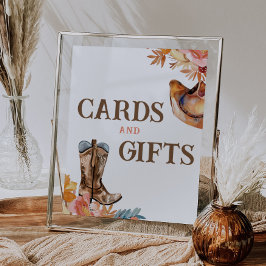 最初のロデオ西部の女の子のカードとギフトサイン ポスター