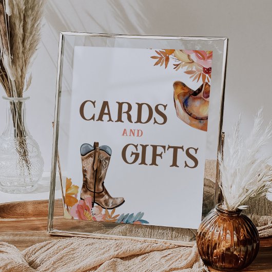 最初のロデオ西部の女の子のカードとギフトサイン ポスター