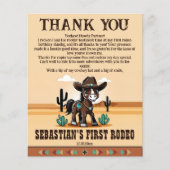 最初のロデオ誕生日パーティーサンキューカード (正面)