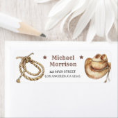 最初のロデオ野生の西カウボーイボーイ男の子1st誕生日 ラベル (インサイチュ)