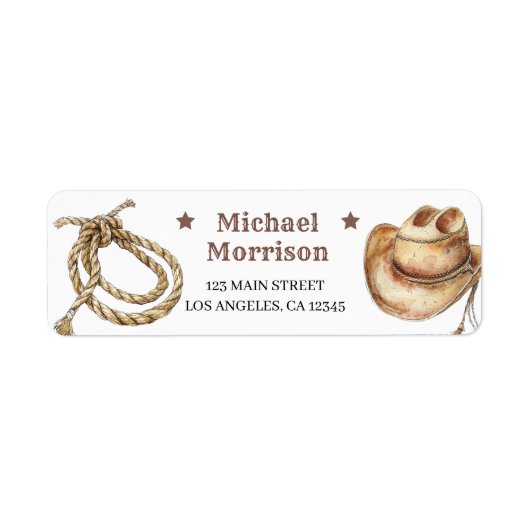 最初のロデオ野生の西カウボーイボーイ男の子1st誕生日 ラベル (正面)