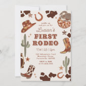 最初のロデオ1歳の誕生日ウェスタンのカウボーイ写真 招待状 (正面)