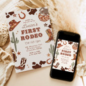 最初のロデオ1歳の誕生日ウェスタンのカウボーイ写真 招待状