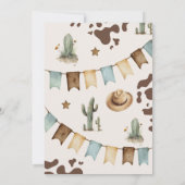 最初のロデオ1歳の誕生日ウェスタンカウボーイワイルド 招待状 (裏面)