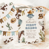 最初のロデオ1歳の誕生日ウェスタンカウボーイワイルド 招待状