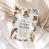 最初のロデオ1歳の誕生日ウェスタンカウボーイワイルド 招待状