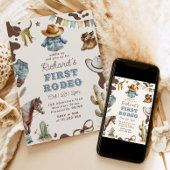 最初のロデオ1歳の誕生日ウェスタンカウボーイワイルド 招待状