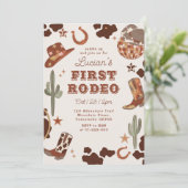 最初のロデオ1歳の誕生日ワイルドウエストカウボーイ 招待状 (スタンド正面)