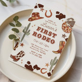 最初のロデオ1歳の誕生日ワイルドウエストカウボーイ 招待状