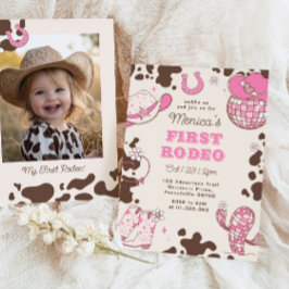 最初のロデオ1th誕生日ワイルドワンガール写真 招待状