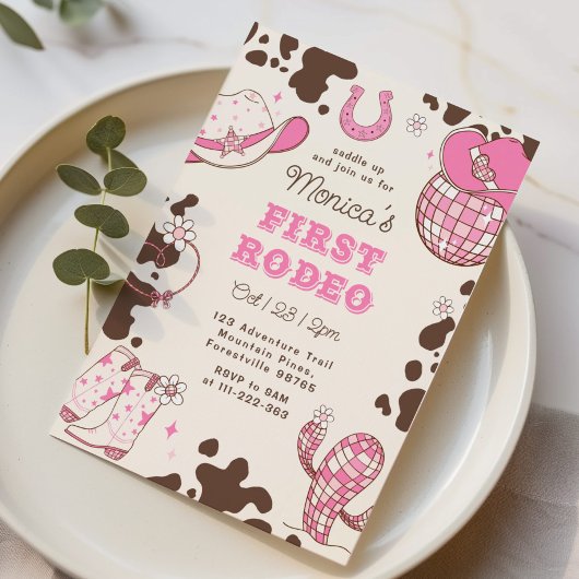 最初のロデオ1th誕生日ワイルドワンガール写真 招待状