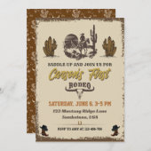 最初のロデオ・カウボーイ誕生日パーティーの招待 招待状 (正面/裏面)