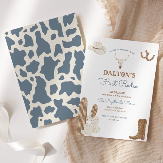 最初のロデオ・カウボーイ誕生日パーティーの招待 招待状