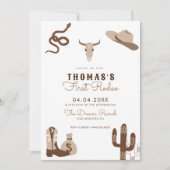 最初のロデオ・カウボーイ誕生日パーティーの招待 招待状 (正面)