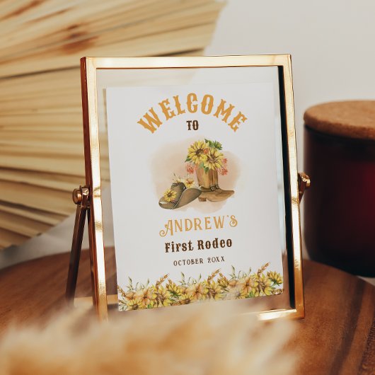 最初のロデオ・カウボーイ誕生日パーティー歓迎ポスター ポスター