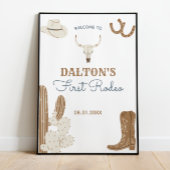 最初のロデオ・カウボーイ誕生日パーティー歓迎ポスター ポスター