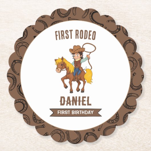 最初のロデオ・カウボーイ1st誕生日 ペーパーコースター (正面)