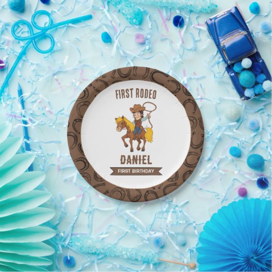 最初のロデオ・カウボーイ1st誕生日 ペーパープレート (パーティー)