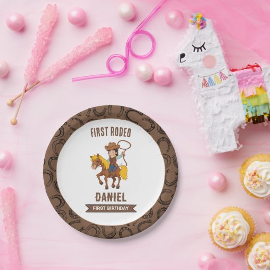 最初のロデオ・カウボーイ1st誕生日 ペーパープレート (パーティー)