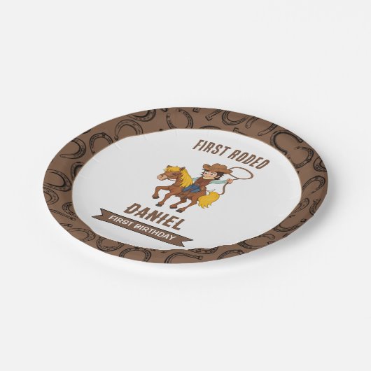 最初のロデオ・カウボーイ1st誕生日 ペーパープレート (アングル)
