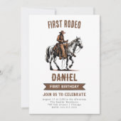 最初のロデオ・カウボーイ1st誕生日 招待状 (正面)