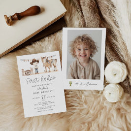 最初のロデオ・ボーイモダン1歳の誕生日 招待状