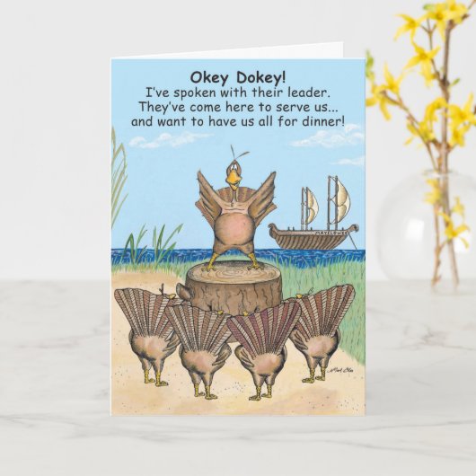 最初の七面鳥の感謝祭 カード (黄色い花)