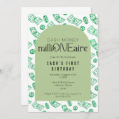 最初の億万長者の誕生日の招待 招待状 (正面/裏面)