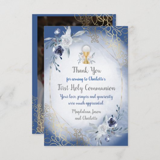 最初の共同写真サンキューカード 招待状 (正面/裏面)