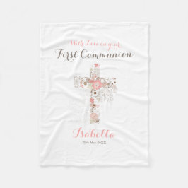 最初の共産白フローラクロスネームフリースbla フリースブランケット