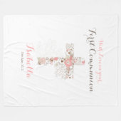 最初の共産白フローラクロスネームフリースbla フリースブランケット (正面(横))