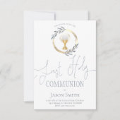 最初の共産色の埃の多い青とフェイク金ゴールド・サークル 招待状 (正面)