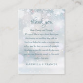 最初の冬の雪のウェディング サンクス プレイスカード (正面)