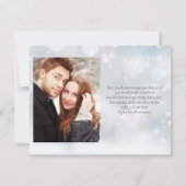 最初の冬の雪の花びら エレガントなスクリプトの写真 サンキューカード (裏面)