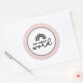 最初の単語rainbowsと水玉模様マイルストーン ラウンドシール (封筒)