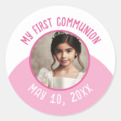 最初の友カスタム会の写真と日付 ラウンドシール (正面)